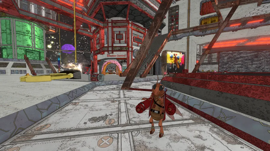 Robots stand inside an industrial interior in Mycopunk.